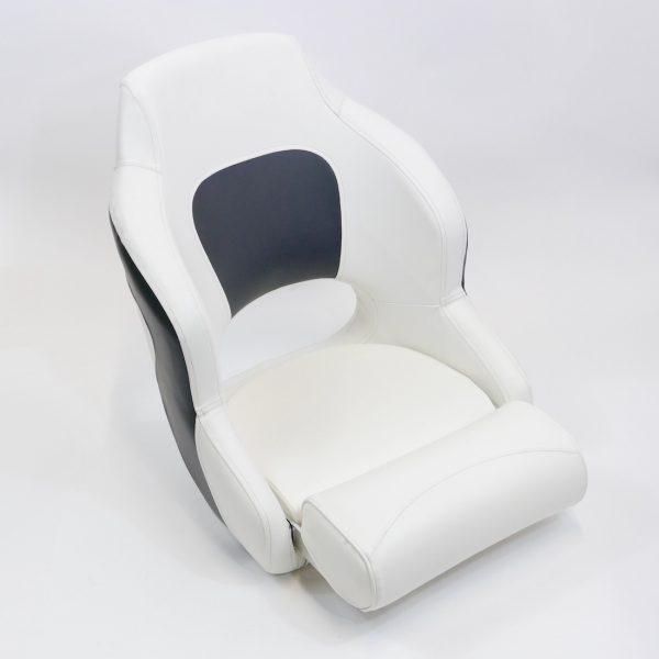 Premium Captain’s Bucket Flip-Up Bolster Seat – White/Grey Style - 4Boats