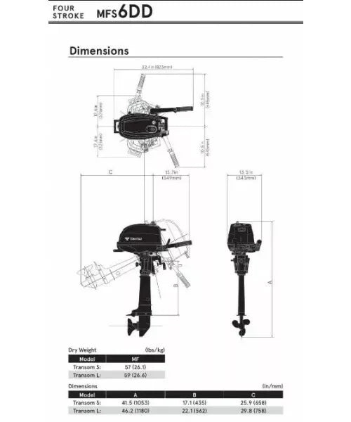 Tohatsu 6HP 4-Stroke Outboard – Short Shaft, Dual System with Integral Tank | OEM D-MFS6DD S