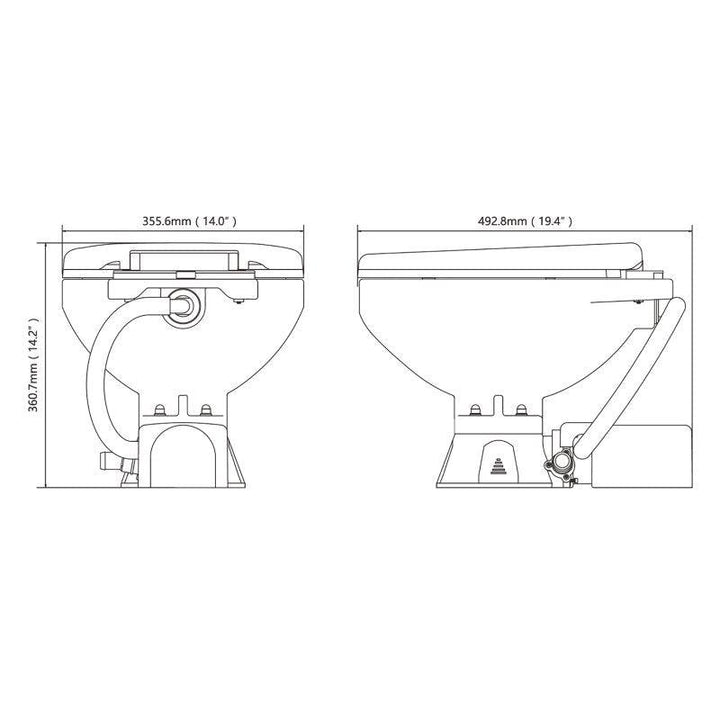 SEAFLO Marine Toilet 12V Electric Marine Toilet Regular Size Horizontally Mounted - 4Boats