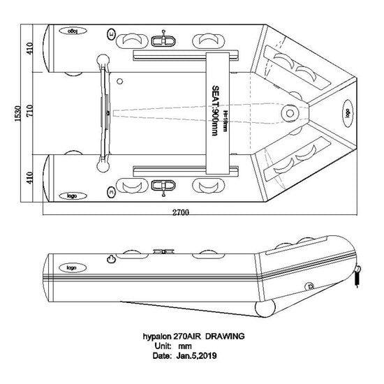 Seago Hypalon HY270 Inflatable Dinghy Airdeck - 4Boats