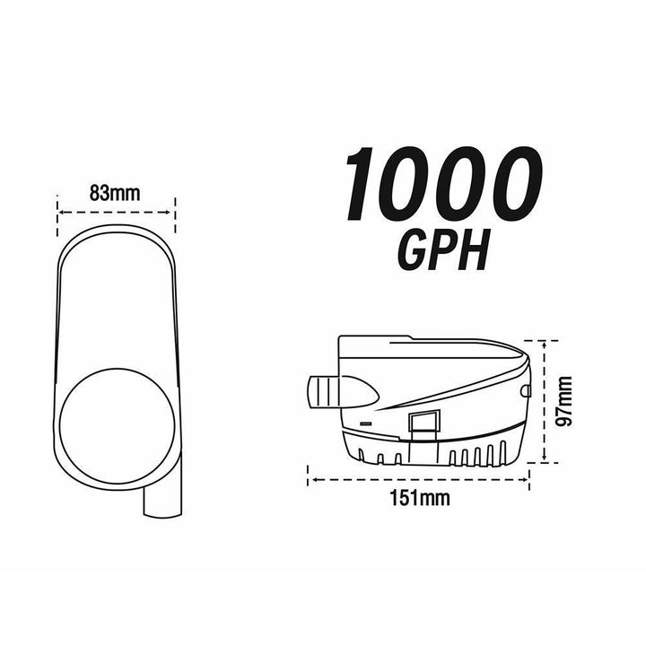 Submersible automatic bilge pump 1000 GPH 24V DC - 4Boats