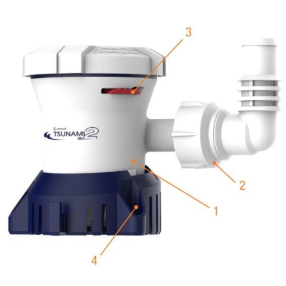 Tsunami Mk2 Bilge Pump 4,546 L/h (1,200 GPH) 12 V | 4Boats