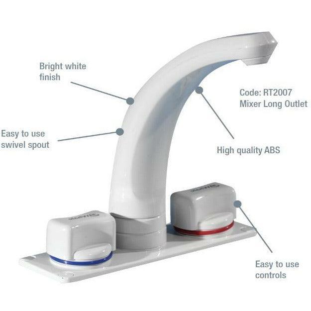 Whale Mixer Tap Long Outlet White - 4Boats