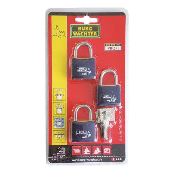 Yacht Padlock 30mm 3 Pack (Keyed Alike) - Seawater-Proof | 4Boats