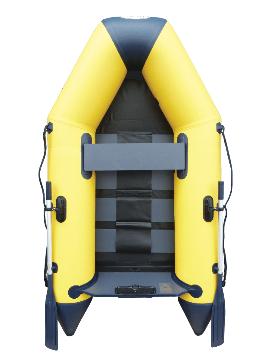 2.50m Yellow WavEco Ultra inflatable boat with a solid transom & slatted Floor - 4Boats