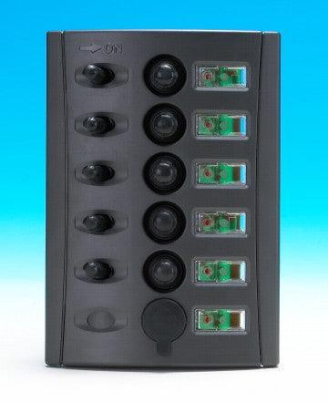 5-Gang switch breaker panel USB - 4Boats