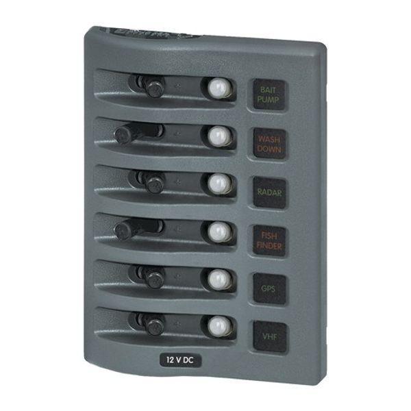 6-Pos IP67 Waterproof Vertical Panel Grey - 4Boats