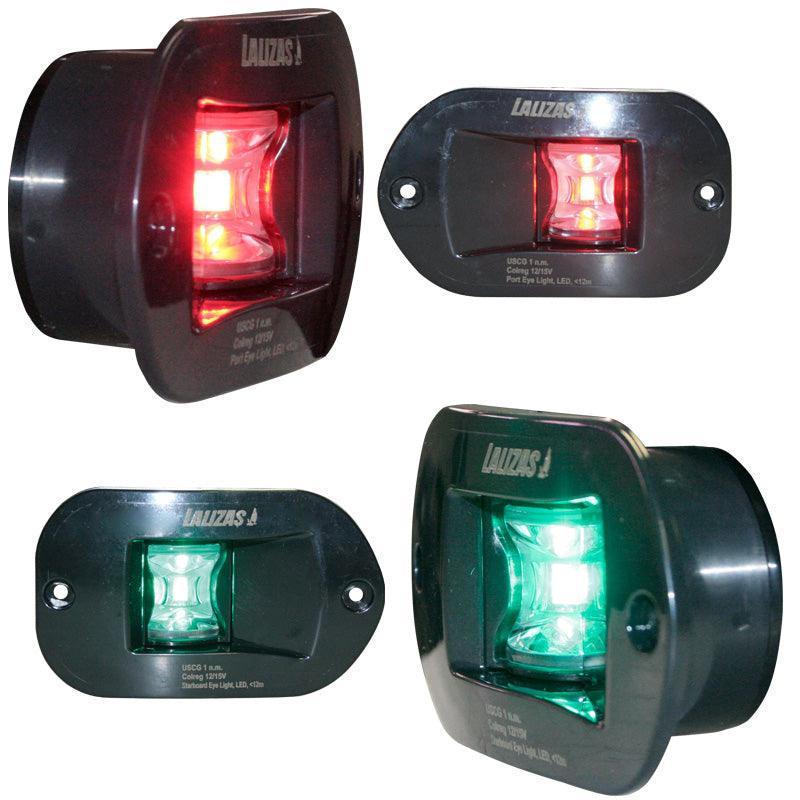 FOS LED 12 Starboard & Port Lights 112,5ø, Side & Flush mounted, Set, with black housing - 4Boats