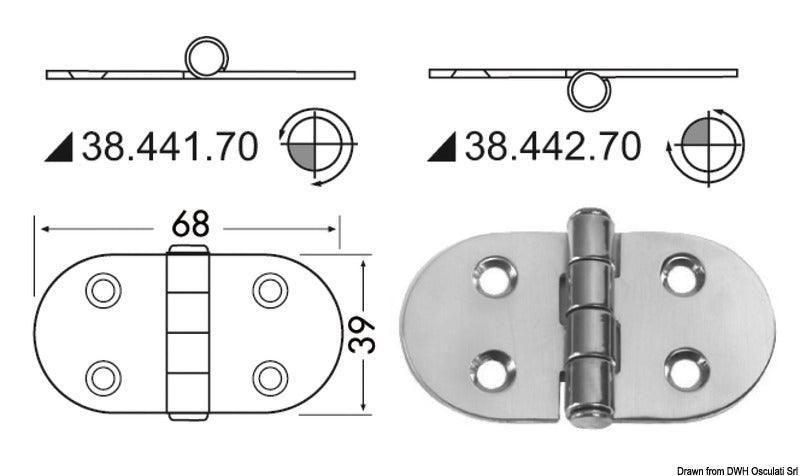 Hinge standard pin 68x39 mm - 4Boats