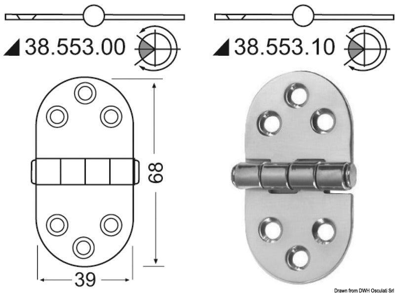 Hinge w/central pin 76x38 mm - 4Boats