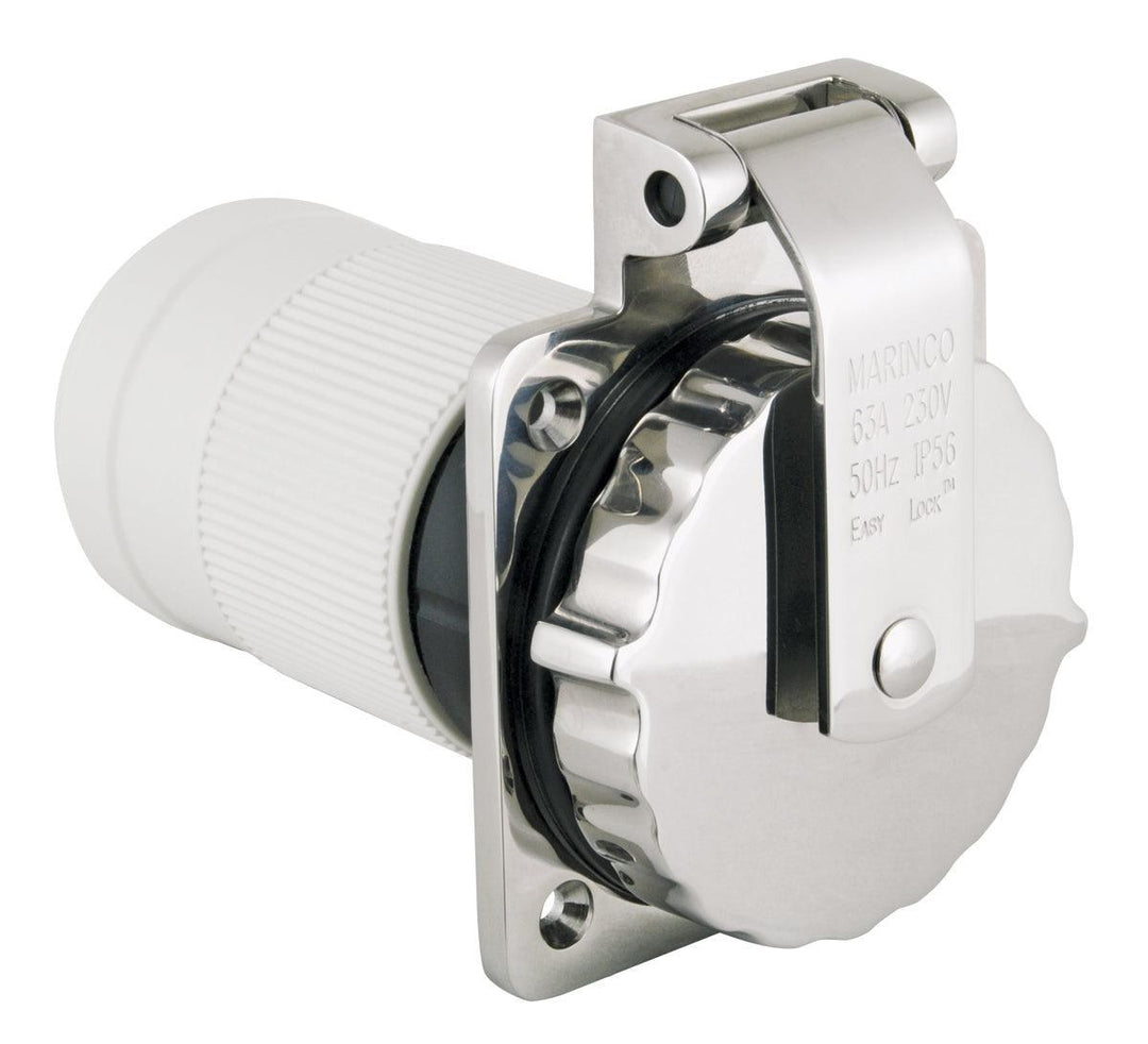 Inlet, 63A 230V 3 Wire, Stainless Steel - 4Boats