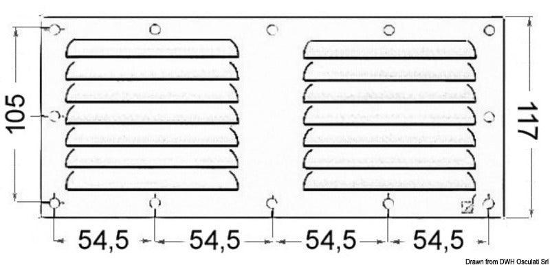 Louvred Vent Polished Stainless Steel-128x232 mm - 4Boats