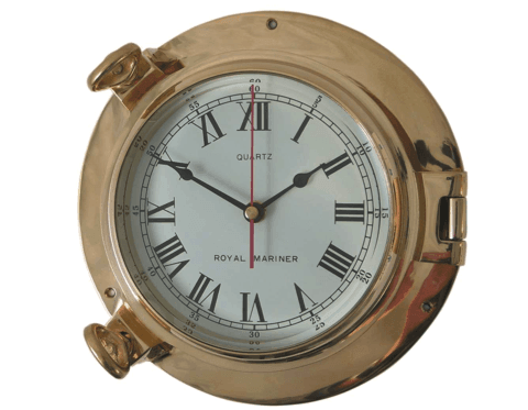 Meridian Zero Large Porthole Clock - Brass - 4Boats