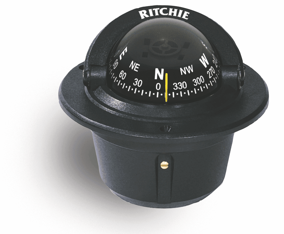 Ritchie Explorer™ F-50, 2¾” Dial Flush Mount - Black - 4Boats