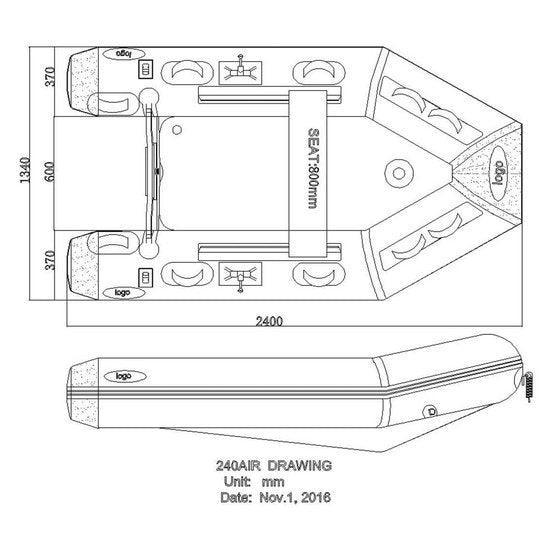 Seago Spirit 240 Inflatable Dinghy - Airdeck with Dinghy Cover - 4Boats
