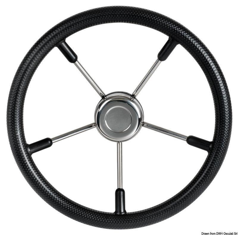 Soft polyurethane steering wheel black 350 mm - 4Boats