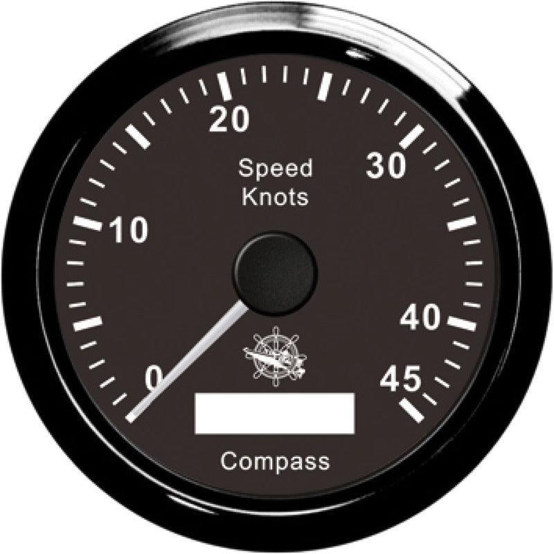Speedometer w/GPS compass black/black - 4Boats