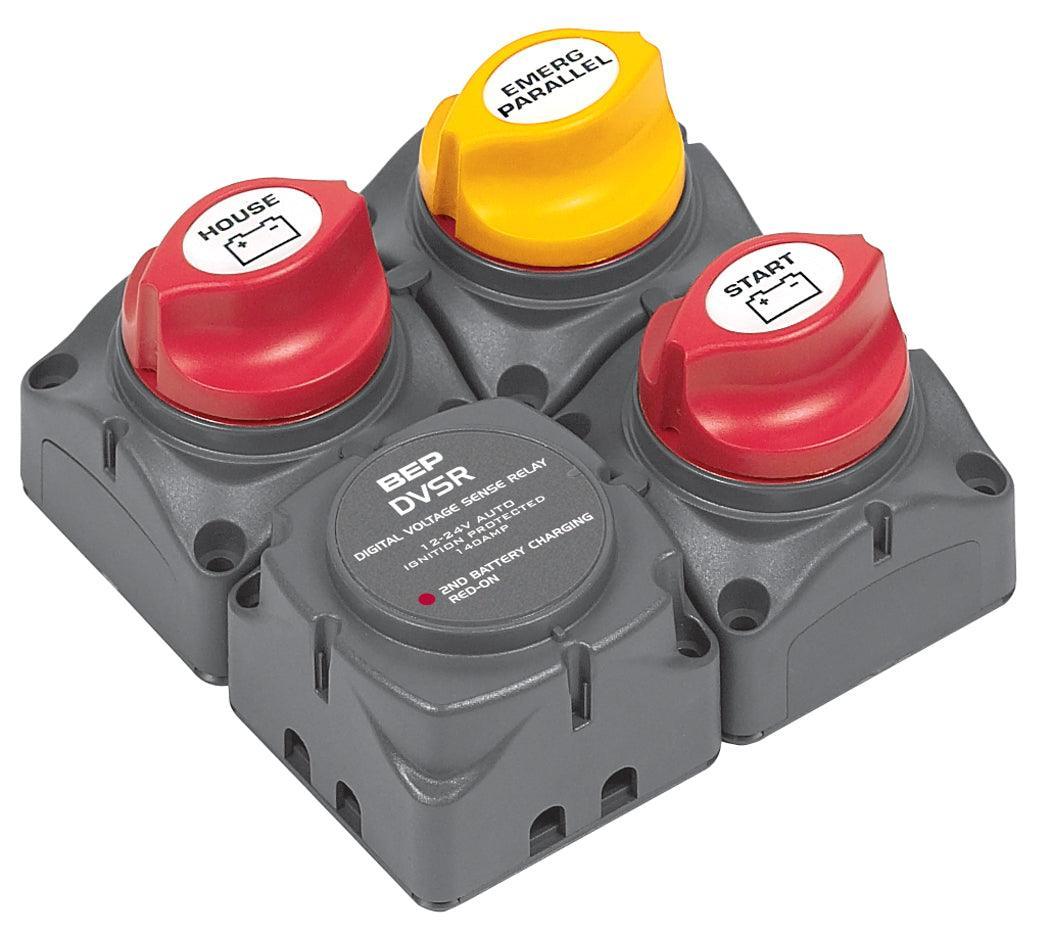 Square Battery Distribution Cluster for Single Engine with Two Battery Banks - 4Boats