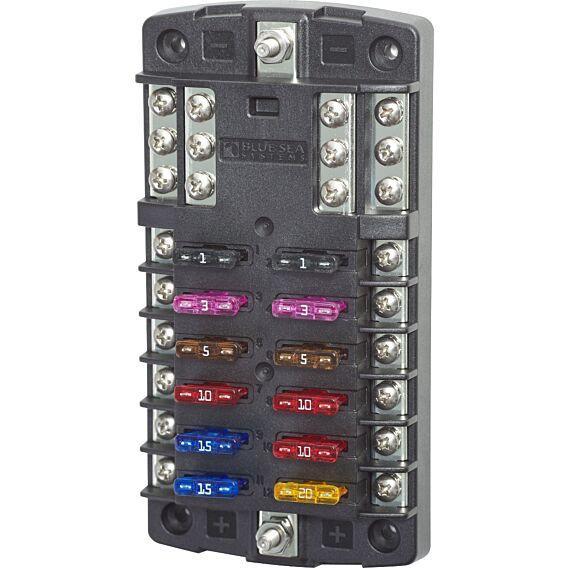 ST Blade Fuse Block - 12 Circuits with Negative Bus - 4Boats