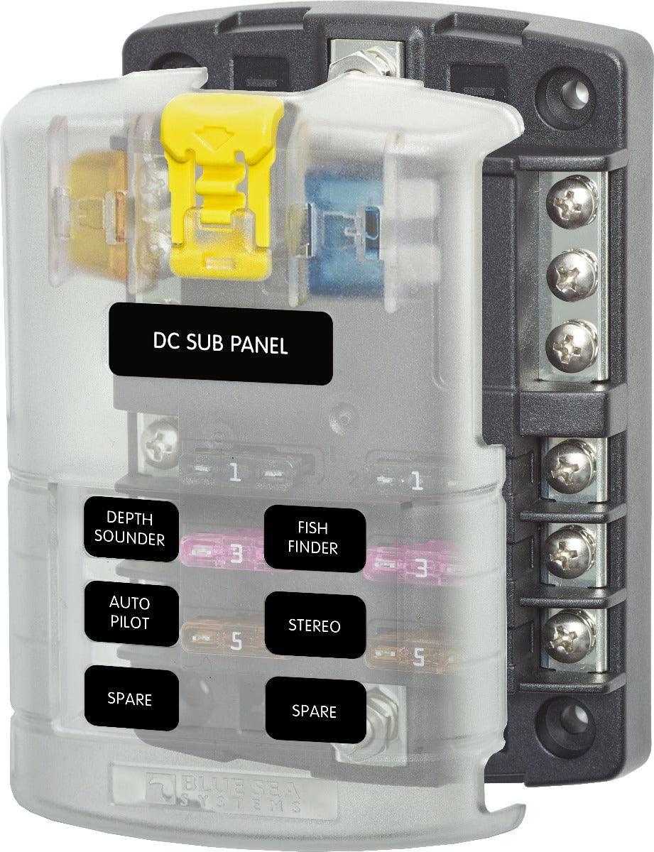 ST Blade Fuse Block - 6 Circuits with Negative Bus and Cover - 4Boats