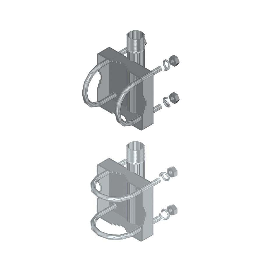STAILESS STEEL RAIL BASE 1"11 THREADS BSP - FIXING ON TUBE 25 - 40MM V OR H - 4Boats
