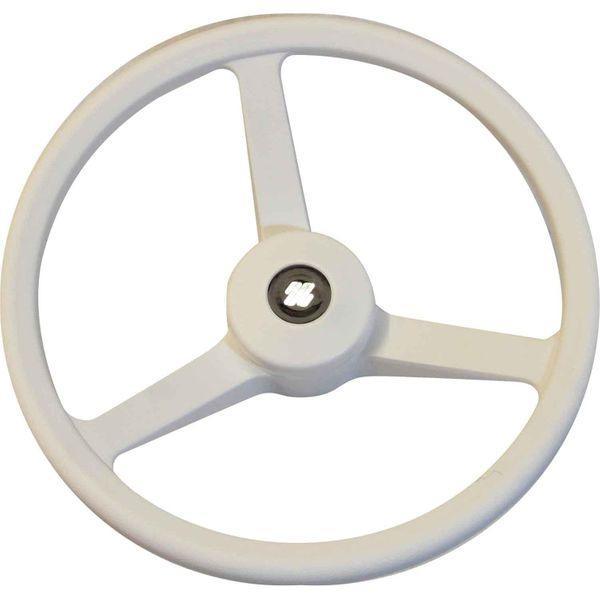 Steering Wheel 3 Spoke White 335mm - 4Boats