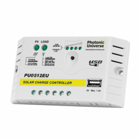 Photonic Universe PU0512EU solar charge controller for boats with USB port and LED indicators