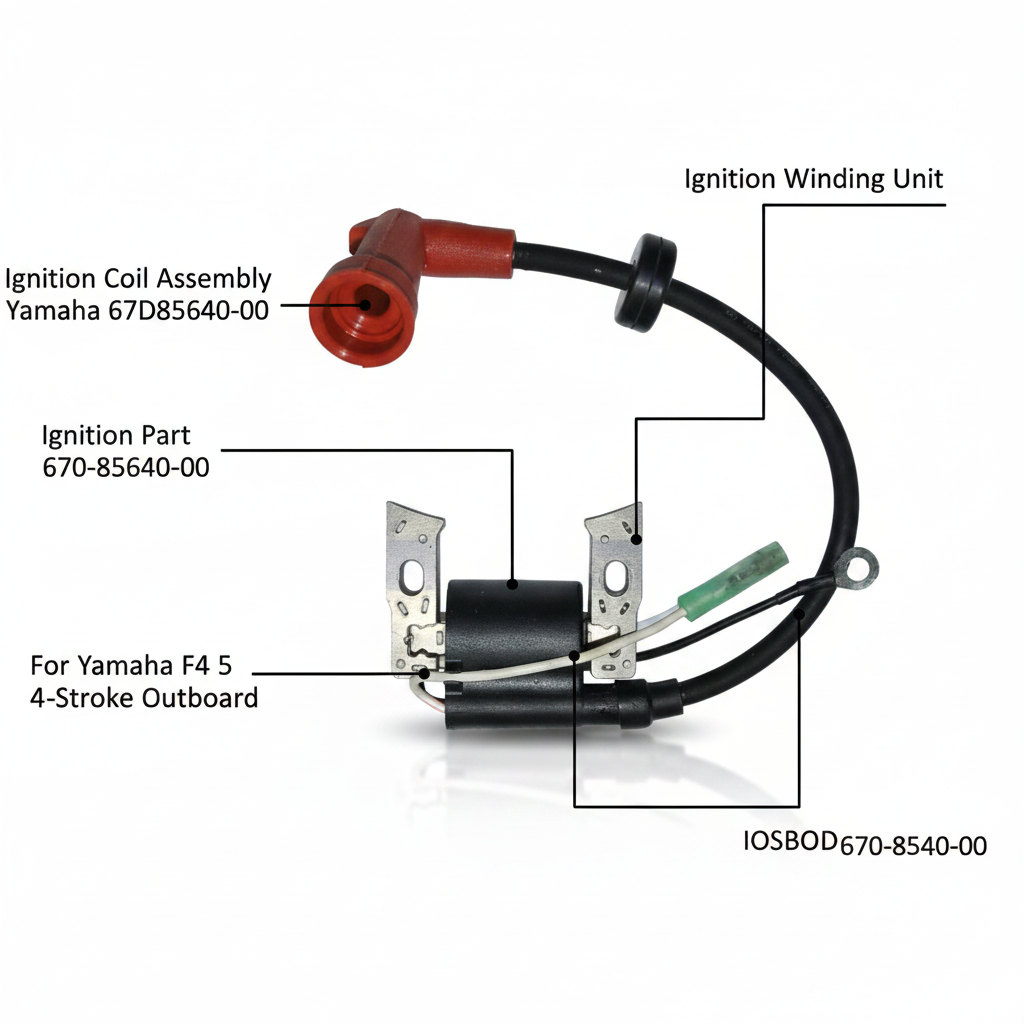 Ignition Coil for Yamaha F4 F5 4HP 5HP Outboard 67D-85640-00 670-85640-00 - Technical specification image 2