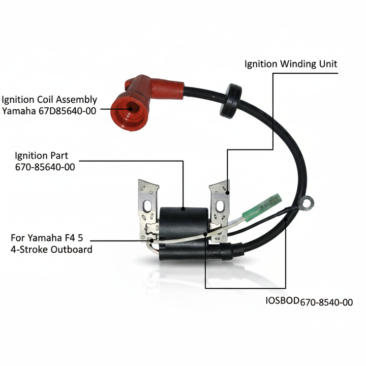 Ignition Coil for Yamaha F4 F5 4HP 5HP Outboard 67D-85640-00 670-85640-00 - Technical specification image 2