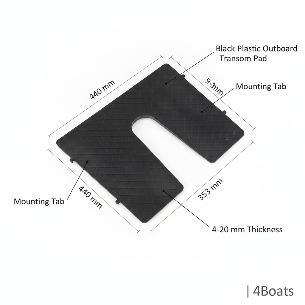 Black Plastic Outboard Transom Pad 440×353 mm - 4-20 mm | 4Boats - Technical specification image 2