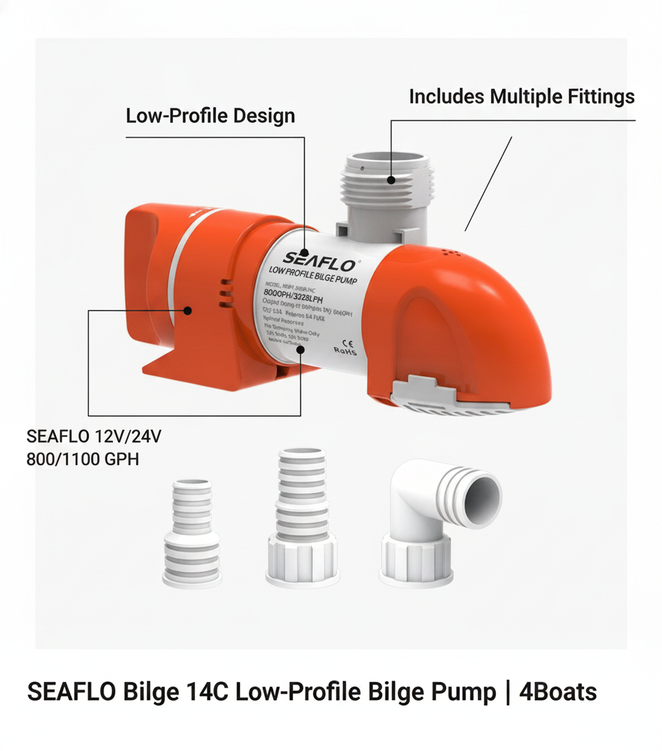 SEAFLO Bilge 14C Low-Profile Bilge Pump 12/24V 800/1100 | 4Boats - Technical specification image 2