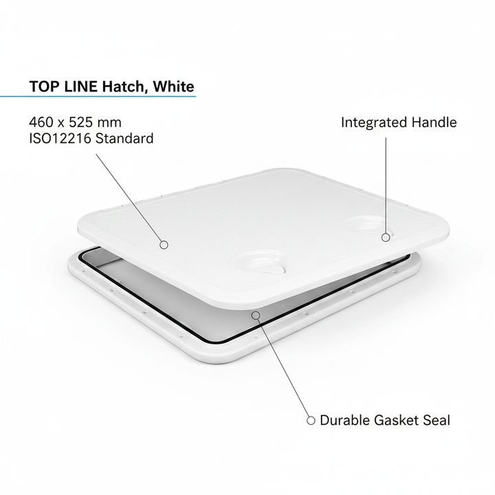 TOP LINE Hatch, White, 460x525mm, ISO12216 - Technical specification image 2