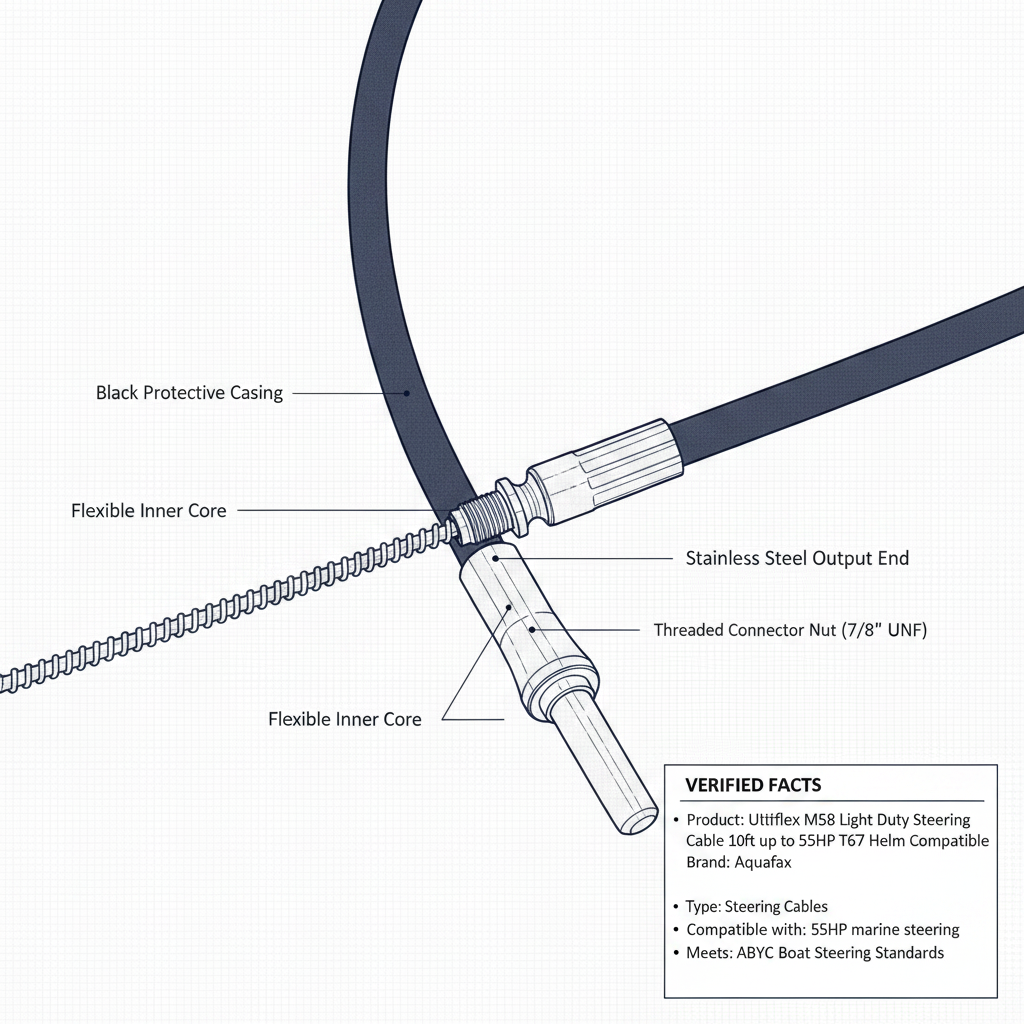 Ultraflex M58 Light Duty Steering Cable 10ft up to 55HP T67 Helm Compatible - Technical specification image 2