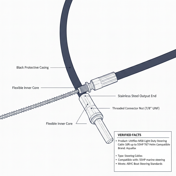 Ultraflex M58 Light Duty Steering Cable 10ft up to 55HP T67 Helm Compatible - Technical specification image 2