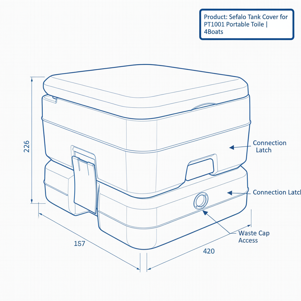 Seaflo Waste Tank Cover for PT1001 Portable Toile | 4Boats - Technical specification image 3