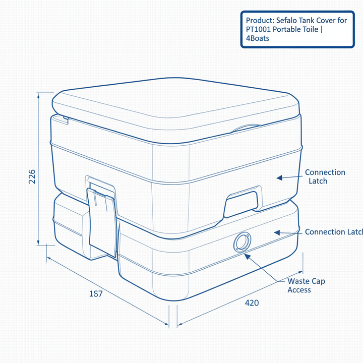 Seaflo Waste Tank Cover for PT1001 Portable Toile | 4Boats - Technical specification image 3