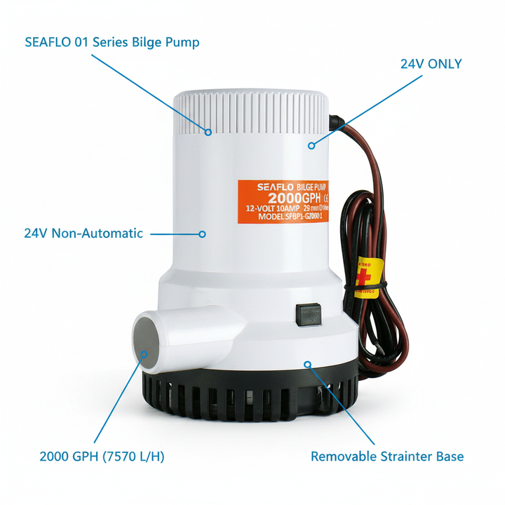 SEAFLO Bilge 01 Series 2000 GPH Bilge Pump 12/24V Non-a | 4Boats - UK Stock image 1