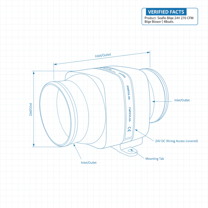 Seaflo Bilge 24V 270 CFM Bilge Blower | 4Boats - Technical specification image 3