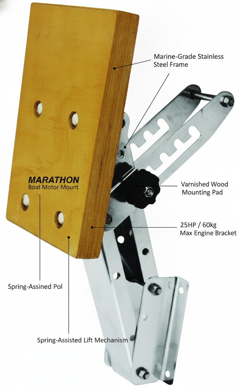 Outboard Engine Waveline Outboard Bracket S/S 25HP (60kg) | 4Boats - Technical specification image 2