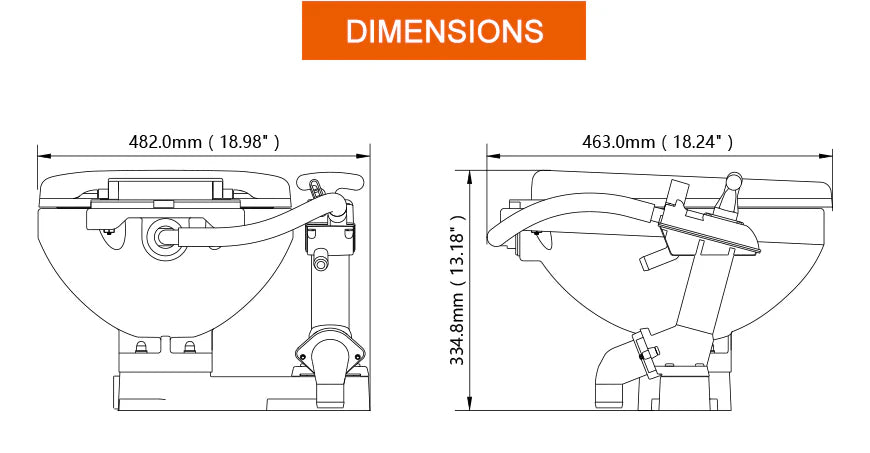 Seaflo Manual Marine Toilet Regular Household Size Boat Caravan MTM01R