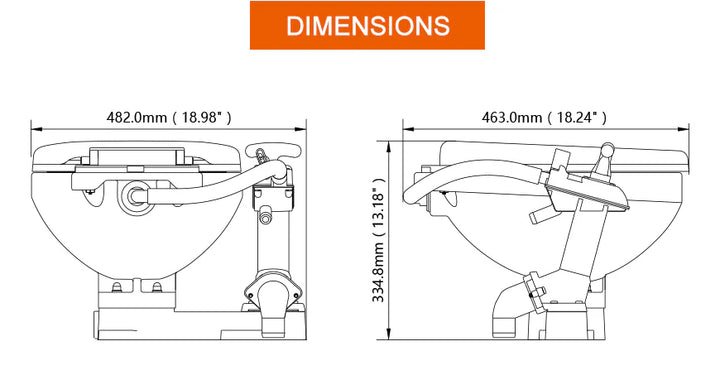 Seaflo Manual Marine Toilet Regular Household Size Boat Caravan MTM01R