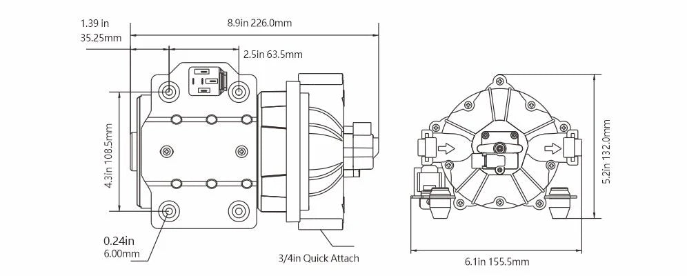 SEAFLO 12V 7.0GPM 60PSI Water Pressure Pump 53 Series Marine RV DP107006053