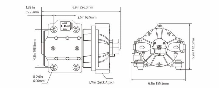 SEAFLO 53 Series 24V Water Pressure Pump 7.0 GPM 60 PSI DP207006053 Marine RV