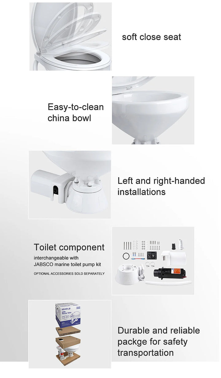 24V Electric Marine Toilet Regular Size Boat Caravan