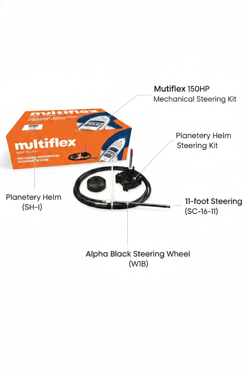 Multiflex 11ft Mechanical Steering Kit 150HP Outboard Boat SC-16-11KIT Helm Cable - Technical specification image 2