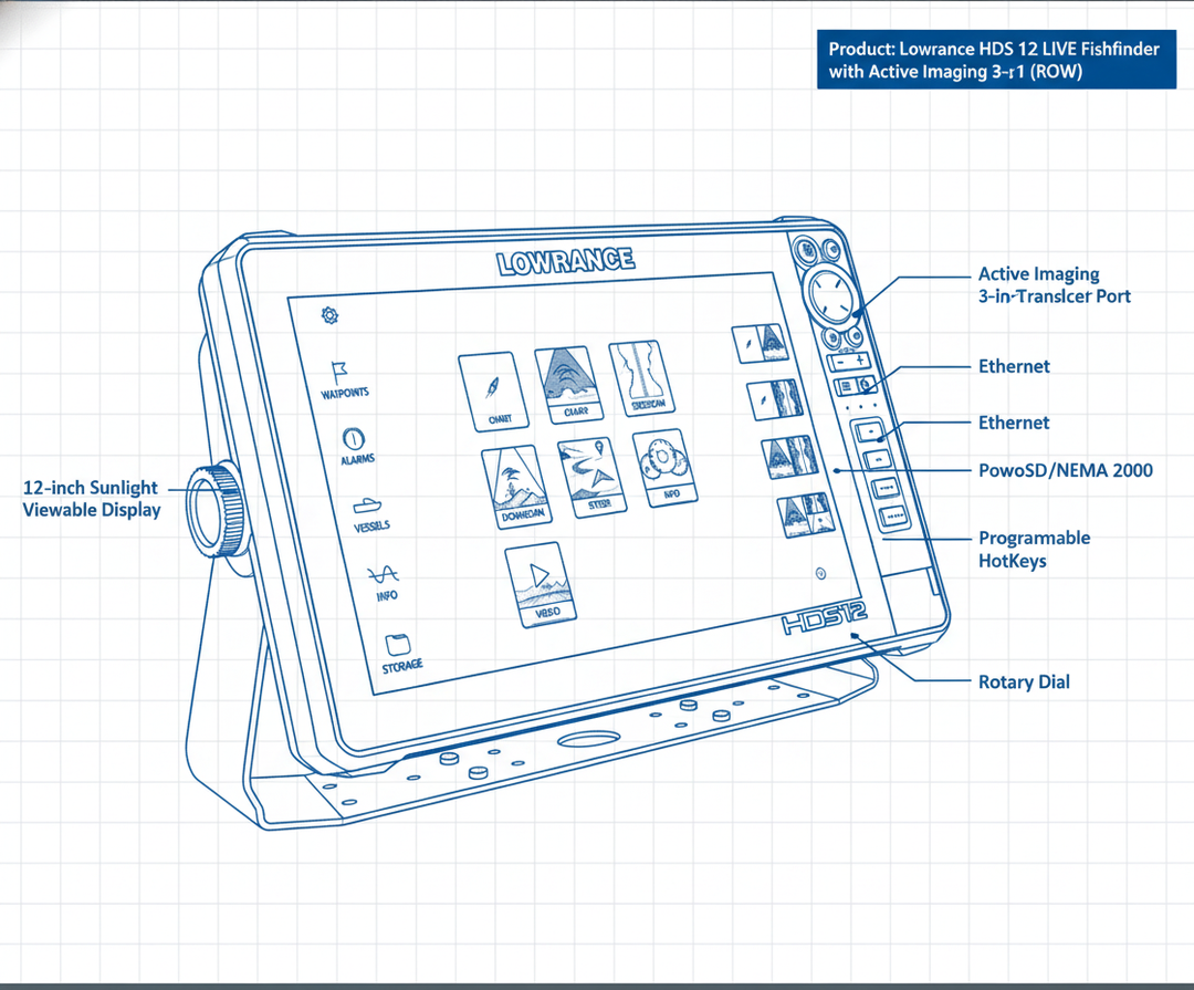 Lowrance HDS 12 LIVE Fishfinder with Active Imaging 3-in-1 (ROW) - Technical specification image 3