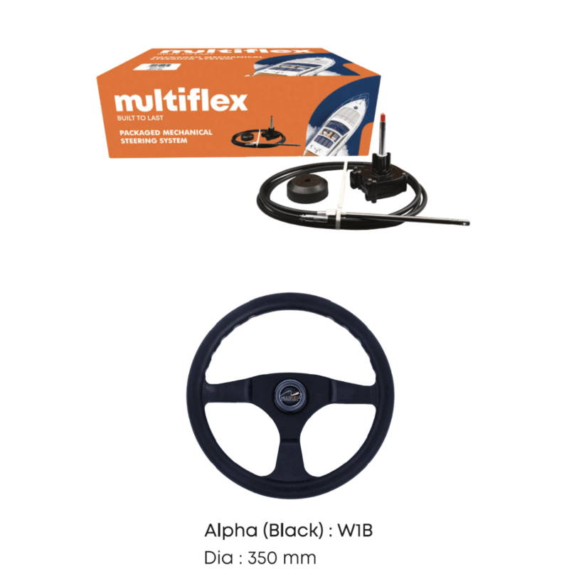 12ft Boat Steering Kit,Helm, Bezel, Cable and Wheel upto 200hp Multiflex 3.65m - 4Boats