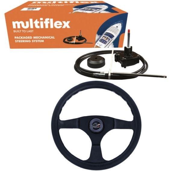 14ft Boat Steering Kit,Helm, Bezel, Cable and Wheel upto 200hp Multiflex 4.25m - 4Boats