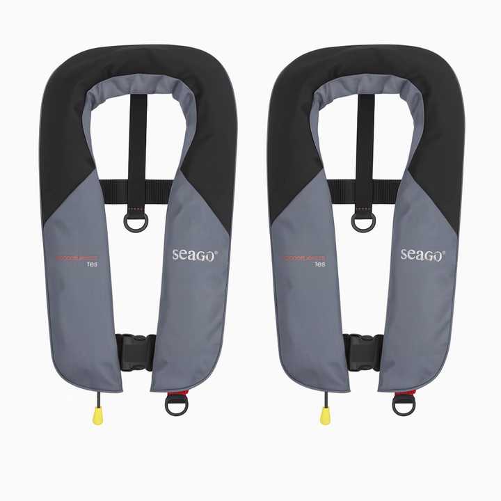 Pair of  Seago Seaguard 165N Automatic Lifejacket Without Harness - Grey / Black