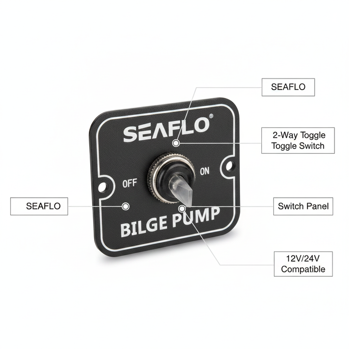 SEAFLO Bilge 2-Way Switch Panel 12V/24V | 4Boats - Technical specification image 2